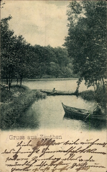 Postcard Zeuthen in der Mark, rowing boats