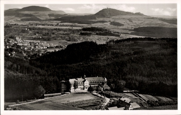 Postcard Schwäbisch Gmünd in the Remstal, Sankt Salvator, landscape with recreation home Schönblick, hilly