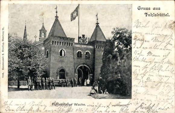 Postcard Hamburg Nord Fuhlsbüttel, Fuhlsbüttel Guard, soldiers in uniforms