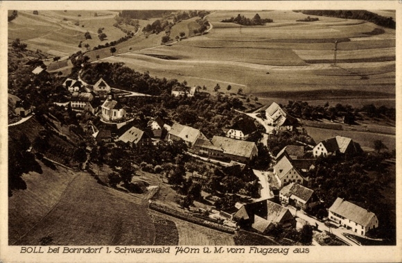 Postcard Bonndorf in the Black Forest, aerial photograph, inn at the Green Mountain