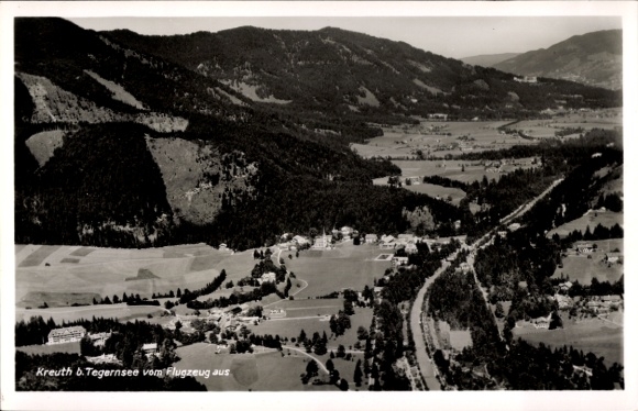 Postcard Kreuth am Tegernsee Upper Bavaria, aerial view of Kreuth, Tegernsee, mountain landscape, settlements