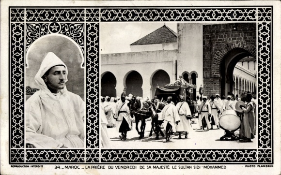 Ak Marokko, Freitagsgebet seiner Majestät Sultan Sidi Mohammed