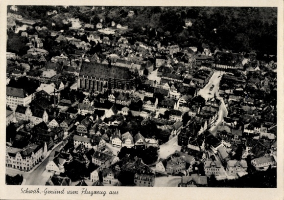 Postcard Schwäbisch Gmünd in Württemberg, aerial photograph, Schwäb.-Gmünd, buildings, city view