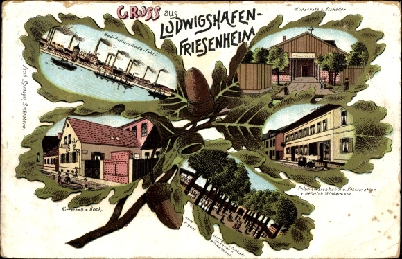 Oak Leaf Chromo-Litho Friesenheim Ludwigshafen am Rhein, BASF, Economy to the Eiskeller, to the Bock