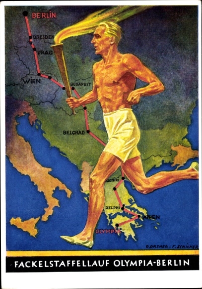 Mapy Artysta KP Dreher, Schicker, Sztafeta z pochodnią, Igrzyska Olimpijskie Berlin 1936