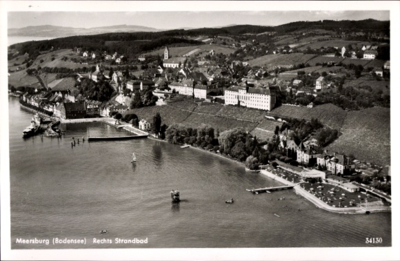 Postcard Meersburg in the Bodenseekreis, aerial photograph