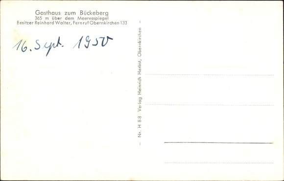 Postcard Obernkirchen in the Schaumburg district, Gasthaus zum Bückeberg, owned by Reinhard Walter