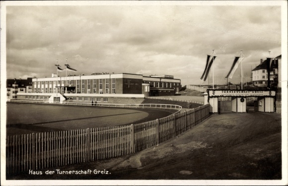 Ak Greiz in Thüringen, Haus der Turnerschaft, Gaststätte, Rennbahn