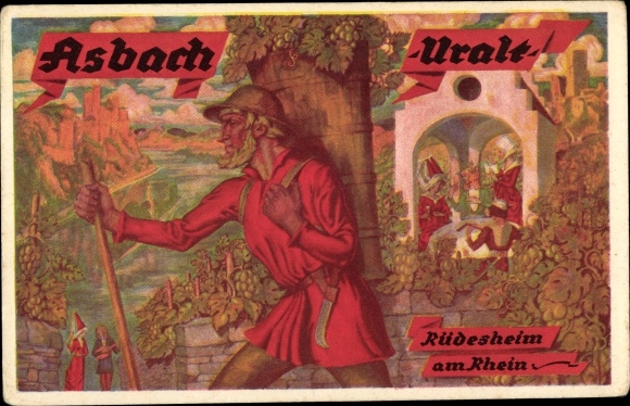 Artist PC Rüdesheim am Rhein in Hesse, Asbach age-old, advertisement
