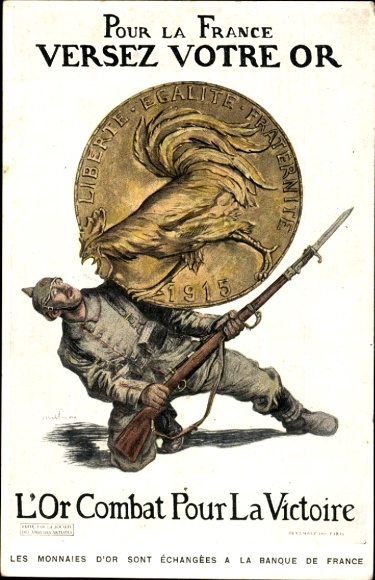 Postcard For France pour your gold, gold, fight for victory