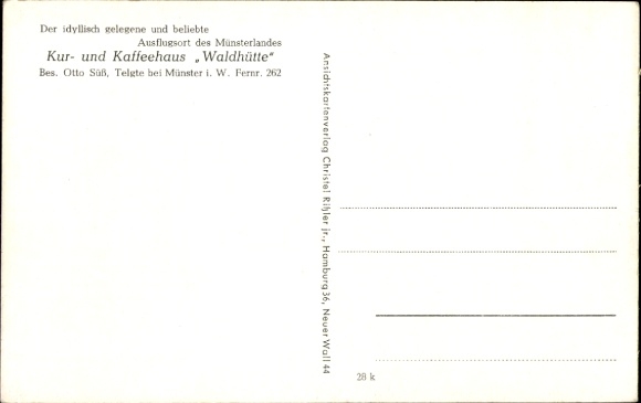 Postcard Telgte in Westphalia, spa and coffee house Waldhütte