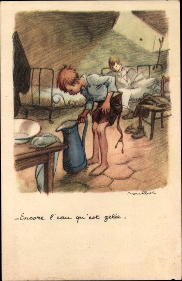 Artist Postcard Poulbot, Francisque, Still the water that is frozen, National League against the Taudis