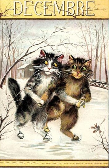 Set of 12 Artist AK Cats, Months, French Series