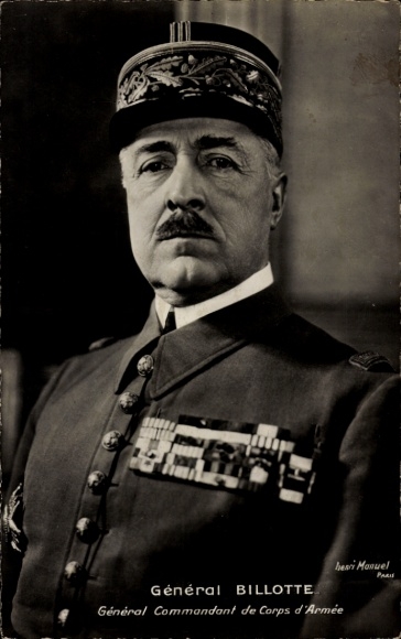 PC French General Billotte, Commander General of the Army Corps, portrait, uniform, badge