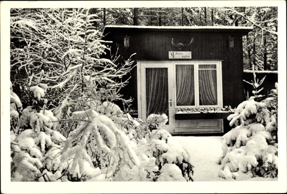 PC Hanstedt Lower Saxony, view of the Dierke forest house, star box, winter