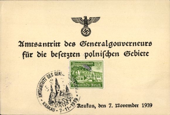 KP Kraków Kraków Polska, inauguracja Generalnego Gubernatora na okupowane ziemie polskie w 1939 r