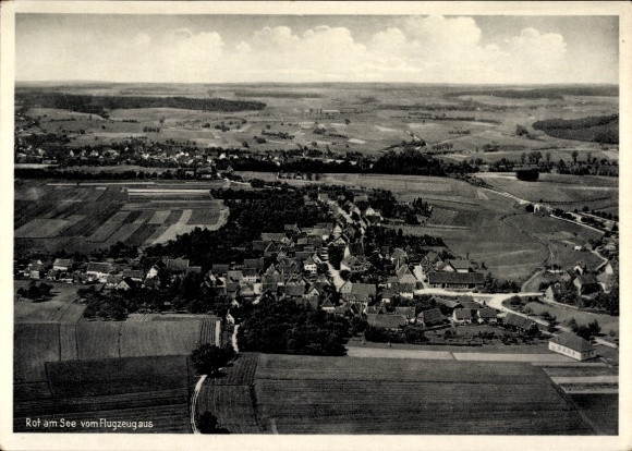 Postcard Rot am See Württemberg, aerial photograph