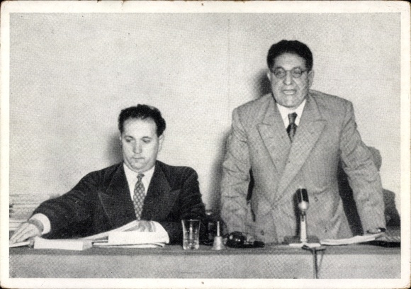 Postcard Giuseppe Di Vittorio, President of the World Trade Union Confederation, Louis Saillant, General Secretary