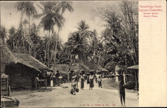 Ak Ceylon Sri Lanka, Dorfidyll, Einwohner