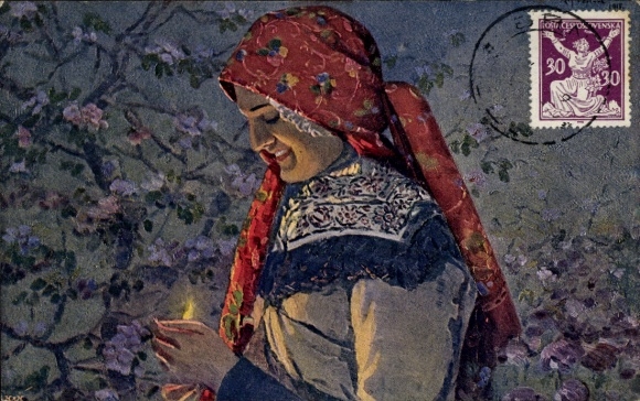 Artist Postcard Slovakia, Woman in Traditional Costume