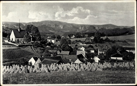 KP Hinterhermsdorf Sebnitz Sachsen, panorama z kościołem