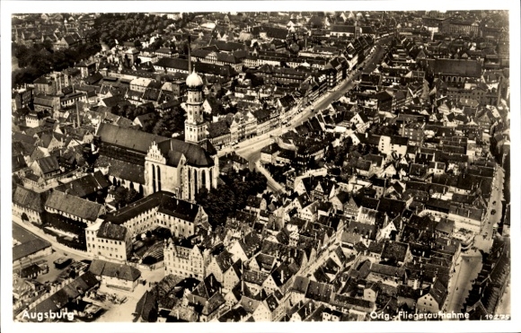 Postcard Augsburg in Schwaben, aerial photograph