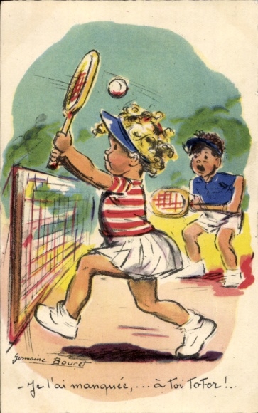 Künstler Ak Bouret, Germaine, Kinder, Tennis