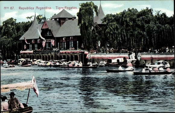 Postcard Tigre Argentina, regatas