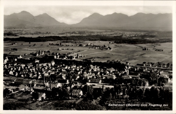 Postcard Kolbermoor in Upper Bavaria, aerial photograph of Bavaria, from a bird's eye view
