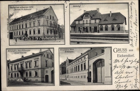 KP Eickendorf w Börde, dworzec kolejowy, zajazd Zum Schwarzen Adler, gospodarka Giesicke, Niemann