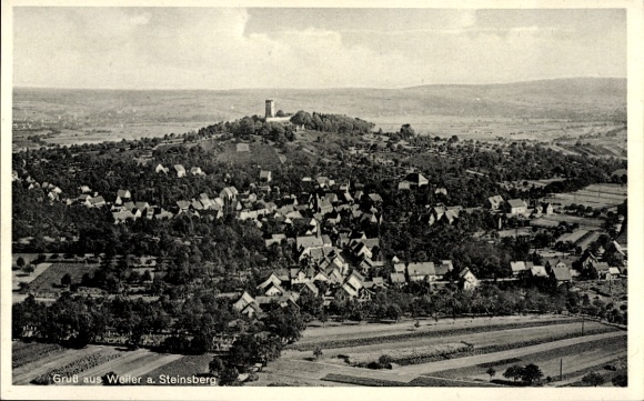 Picture of the village of Sinsheim in Baden, Steinsberg Castle, aerial photograph