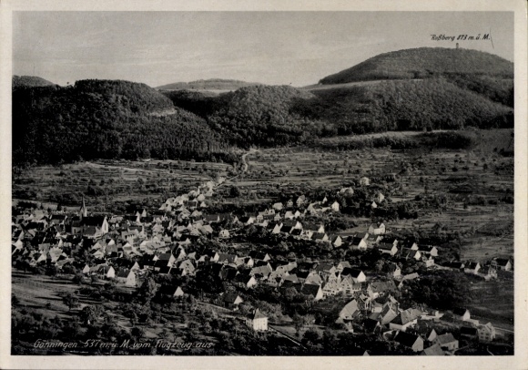 Postcard Gönningen Reutlingen in Württemberg, aerial photograph, Roßberg