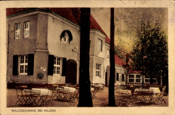 Ak Hilden im Rheinland, Waldschänke, Terrasse