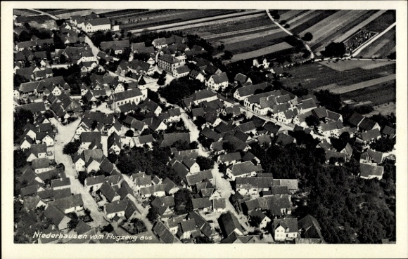Postcard Niederhausen am Rhein Rheinhausen im Breisgau, aerial photograph