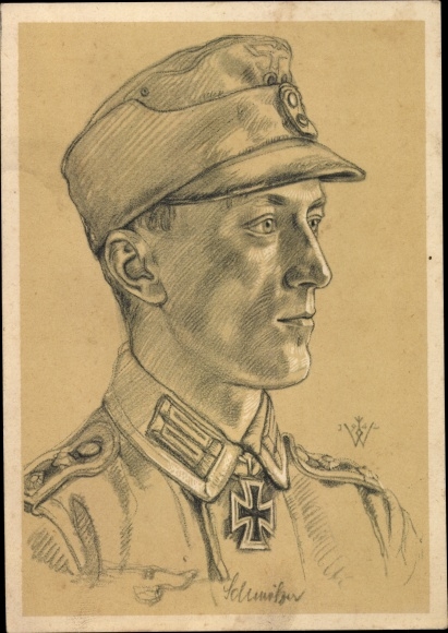 Artist PC Willrich, Wolfgang, Knight&#39;s Cross recipient Oberwachmeister Schmölzer, portrait, VDA E 71