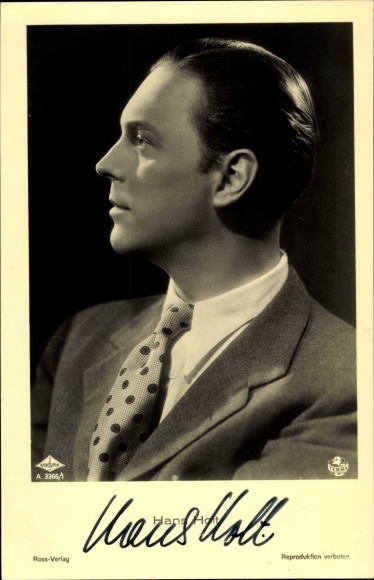 Ak Schauspieler Hans Holt, Portrait im Profil, Autogramm