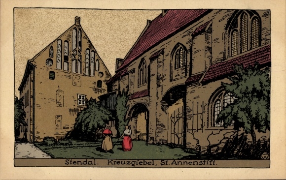 Steindruck Ak Stendal in Sachsen Anhalt, Kreuzgiebel, St. Annenstift