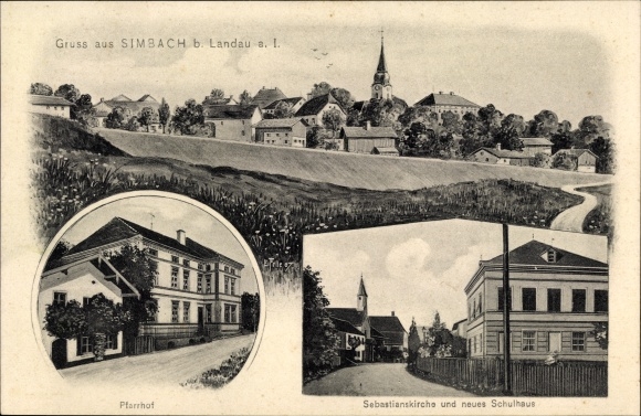 Artist PC skins, Eugen, Simbach am Inn Lower Bavaria, vicarage, St. Sebastian&#39;s Church, new schoolhouse