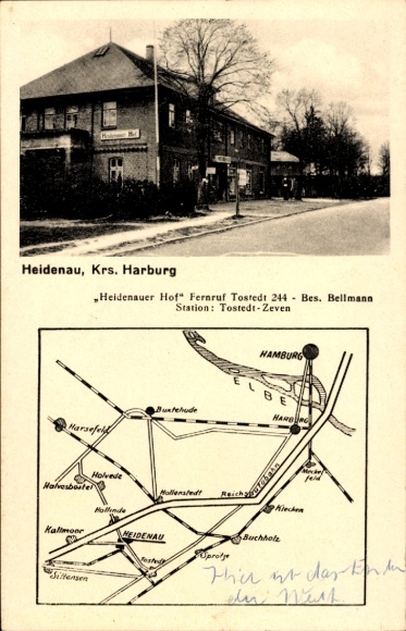 Maps Postcard Heidenau Nordheide, Heidenauer Hof, Bes. Bellmann