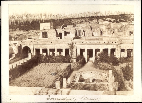 Photo Pompeii Campania, around 1865, Villa des Diomedes, Roman archaeological site, ruins