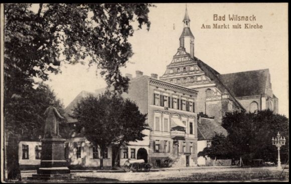 Postcard Bad Wilsnack in the Prignitz, market, church, monument