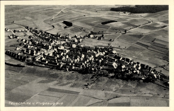 Postcard Teuschnitz in the Franconian Forest, aerial photograph