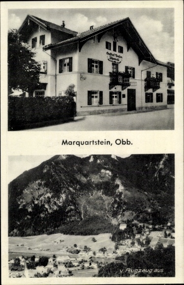 KP Marquartstein w Chiemgau Górna Bawaria, zdjęcie lotnicze, pensjonat