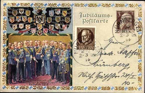 Postal stationery PC Kelheim an der Donau Niederbayern, Hall of Liberation, federal princes, 1913