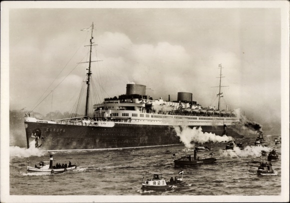 Postcard turbine express steamer Europe, North German Lloyd Bremen