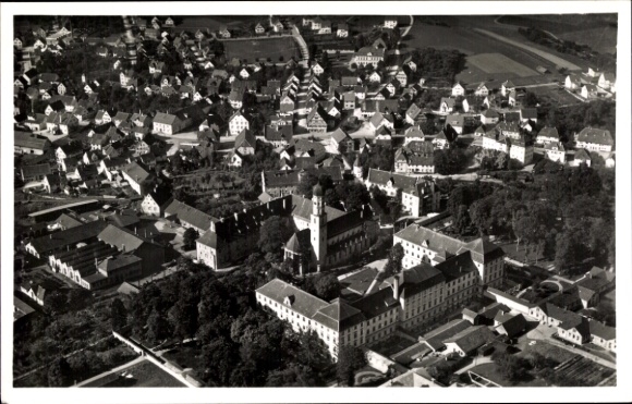 Postcard Bad Schussenried in Upper Swabia, aerial photograph