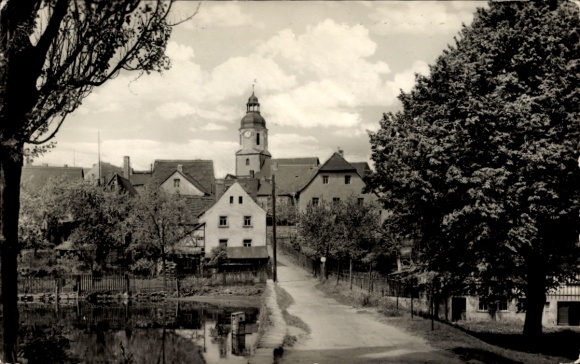 Postcard Frohburg in Saxony, partial view, church