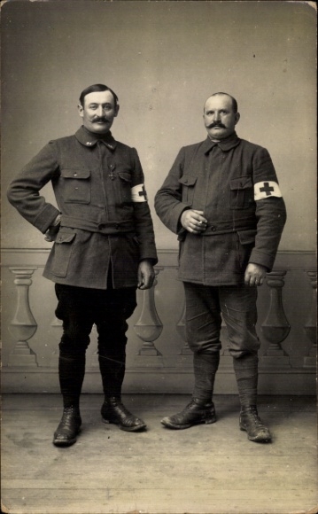 Photo Postcard Two French soldiers, medics, portrait