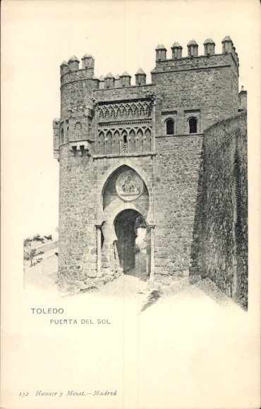 Ak Toledo Kastilien La Mancha Spanien,  Puerta del Sol,  Stadtmauer, Tor