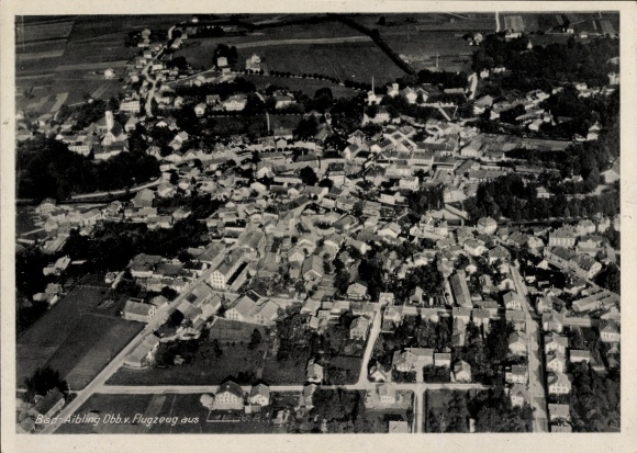 Postcard Bad Aibling in Upper Bavaria, aerial photograph